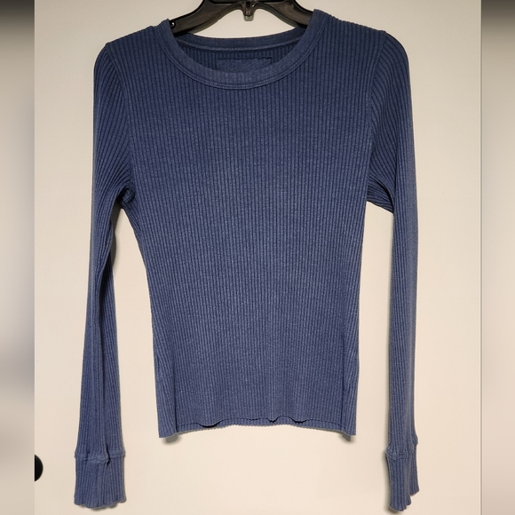 aerie Tops - Aerie Blue Ribbed Long Sleeve Top